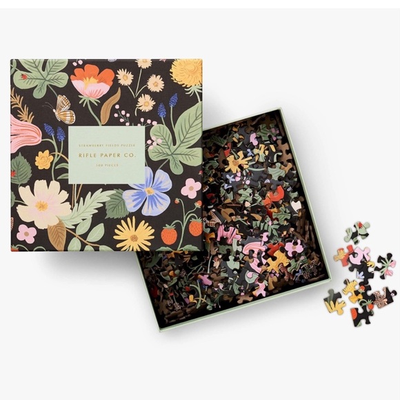 Rifle Paper Co. Strawberry Fields Jigsaw Puzzle 500 Piece Boho Floral NEW - Picture 2 of 7